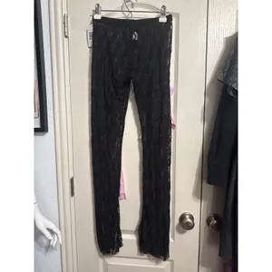 Sheer Black Lace Flare Pants Whimsigoth Coquette Pink Bows Coquette Pastel‎ Goth thumbnail 3