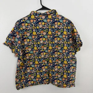 Crafted by Mahogany Pajamas Womens XL Blue Floral Print Cotton Short Sleeve Set thumbnail 7