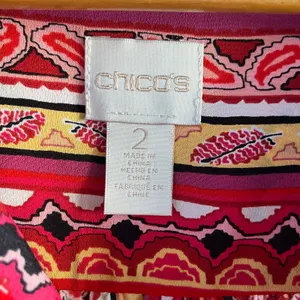 Chico's Women's Red Printed Tie Sleeve Blouse Size 2 (U.S. L) thumbnail 5