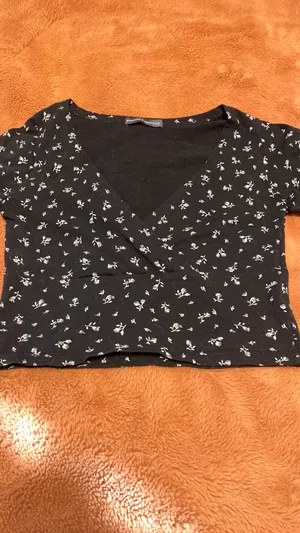 Brandy Melville Blue Floral Crop Top thumbnail 1