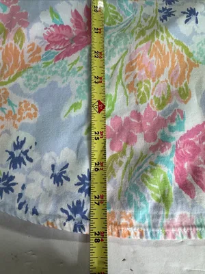 J. Jill Floral Watercolor Tunic in Blue, Pink, Green cotton roll tab sleeves M thumbnail 13