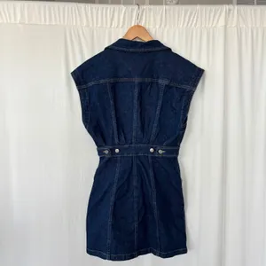 GRLFRND Celeste Denim Vest Dress XS Mini Sleeveless Dark Wash Button Boho Fall thumbnail 2