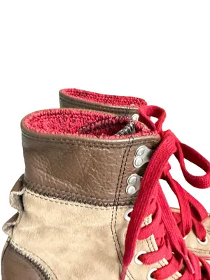 Converse All Star Tan Brown Canvas Leather High Sneaker Boot Lace Size 7 Women's thumbnail 3