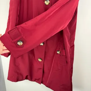 London Fog Red Button Front Trench Coat Jacket Sz Medium Plaid Flannel Lined thumbnail 9