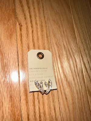 Anthropologie Nadri crystal lobe hoop earrings NEW thumbnail 3