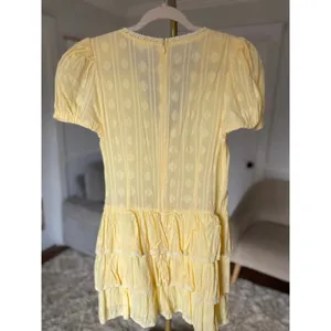 Day And Moon Coquette Tiered Mini Dress‎ M Soft Yellow Lace Trim Cottagecore thumbnail 3