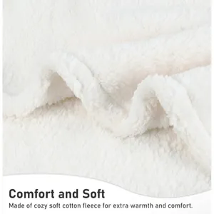 Catalonia Sherpa Fleece Hooded‎ Poncho Wrap Cream White Wearable Blanket Pockets thumbnail 10