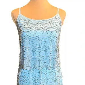 Xscape Rhinestone Beaded Tiered Formal Mini Dress Light Aqua Prom Homecoming 2 thumbnail 5