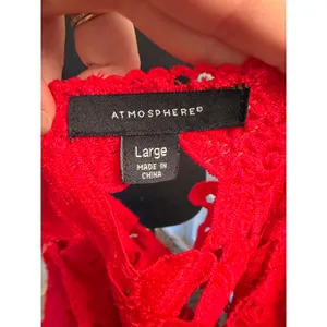 Atmosphere Tomato Red Floral Crochet Lace Crop Top Guipure Cutout Short Sleeve thumbnail 7
