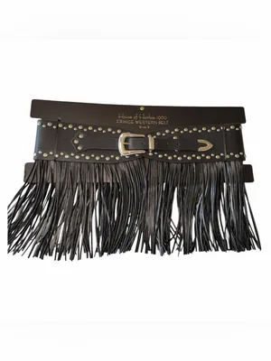 NWT House of Harlow 1960 Black Fringe Western Belt with Silver Hardware Medium thumbnail 2
