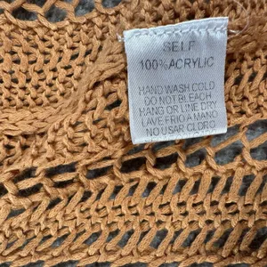 Easel Crochet Open Knit Duster Cardigan Small/Medium Brown Fringe Boho thumbnail 6
