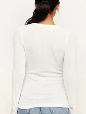 We The Free Ivory Button-Front Long Sleeve Top thumbnail 8