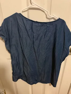 Jones New York Signature Chambray Blue Side Button Blouse | Medium thumbnail 2