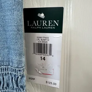 Lauren Ralph Lauren Chambray Off The Shoulder Smocked Tiered Midi Dress‎ Blue 14 thumbnail 5