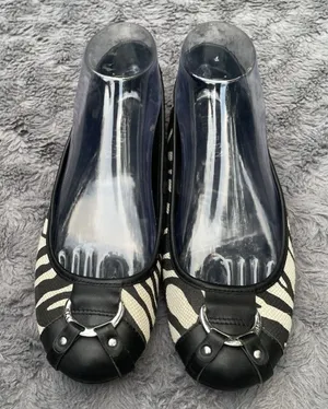 Zebra Ballet Flats Lauren Ralph Lauren Abigail II Black White Buckle Size 8B thumbnail 1