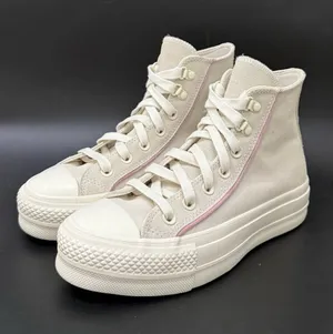 CONVERSE Chuck Taylor All Star Lift Platform High Tops Beige Suede Lilac Piping thumbnail 1