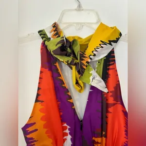 Trina Turk Halter Dress 2 Colorful Tropical Print Bodycon Cocktail Resort thumbnail 6