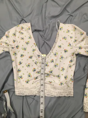 Urban Outfitters Gathered Front Floral Lace Crop Top thumbnail 6