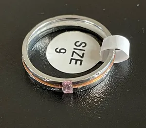 4mm pink crystal Love You woman ring size 9 thumbnail 1