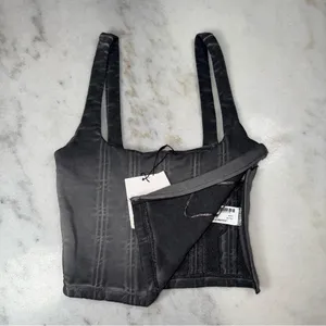Zara Charcoal Washed Denim Corset Crop Top Structured Bustier Cotton Wmns Small thumbnail 7