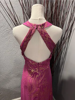 🌺Aiden Mattox Pink And Gold Grecian Maxi Dress Size 10🌺 thumbnail 5
