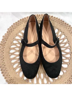 J Crew Mary Jane Satin Rhinestone Flats Black Jewel Size 11 Balletcore Coquette thumbnail 3