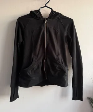 Lululemon Scuba Hoodie Full Zip Black Sweatshirt Thumbholes Size 4 thumbnail 1
