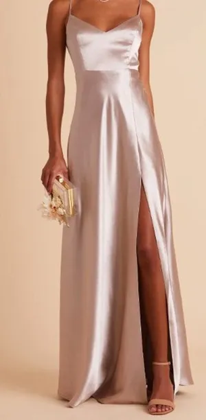 Birdy Grey Bridesmaid Dress Style Jay Color Taupe Fabric Satin Size Women's XS thumbnail 1