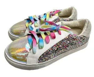 Madden Girl Steve Madden Girls Sneakers Jrize Sz 5 Multicolor‎ Sequin Detailed Lace Up Style thumbnail 1