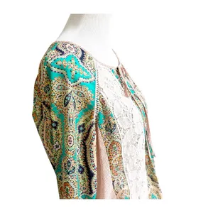 Anthropologie Meadow Rue Giada Crochet Semi Sheer Multicolor Peasant Blouse Med thumbnail 6