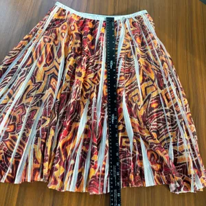 90s Vintage Lapis Midi Skirt M Boho Print Mesh Pleated Panel Summer Whimsy Fairy thumbnail 6