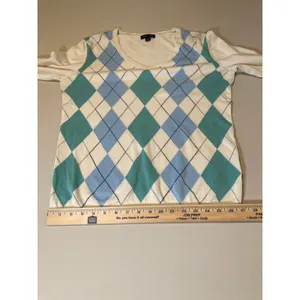 Tommy Hilfiger White Lightweight Argyle Sweater – Size L - 100% cotton thumbnail 5
