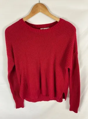 Hollister Cable Knit Red Knit Sweater Size XS thumbnail 1