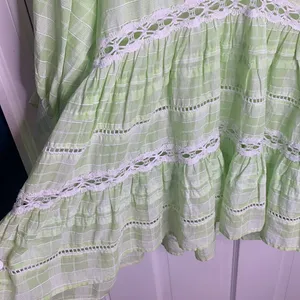 Free People Lime Green Time Out Boho Cottagecore Lace Tunic Top W-690 Size S thumbnail 11