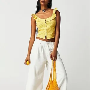 NWOT Free People Yellow Riviera Lace Tank Size Small thumbnail 3