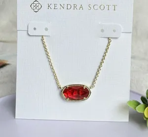 Kendra Scott Elisa Gold Pendant Necklace in Gold/Berry Glass thumbnail 1