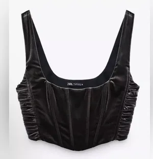 ZARA Velvet Corset Top Size Medium thumbnail 1