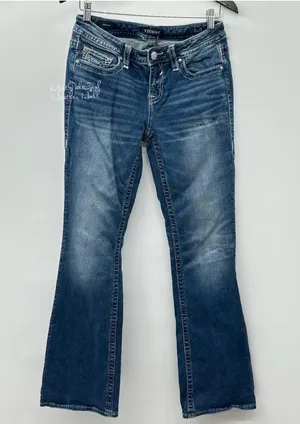 Vigoss Heritage Fit Distressed Sequin Embroidered Bootcut Jeans Size 6 thumbnail 1