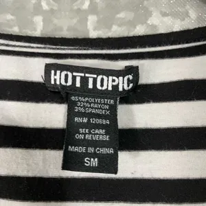 Hot Topic Black & White Striped Lace Sugar Skull Tank Top - Size Small - Hi-Low thumbnail 6