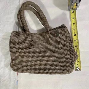 The Sak Crochet Knit Mini Tote Bag Brown Small Shoulder Purse thumbnail 3