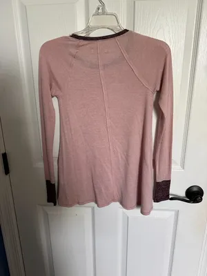 Hollister Pink Long-Sleeve Thermal Top with Contrast Trim thumbnail 2