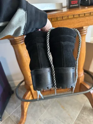 Black Suede Lace-Up Combat Boots with Two-Tone Laces Genny Steve Madden thumbnail 5