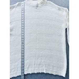 Vintage 80s Spunky Textured Knit Sweater Cream Made in USA Oversized One Size thumbnail 7