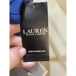 LAUREN RALPH LAUREN Swimsuit One Piece Twist Bandeau Underwire Size 8 Blue NWT thumbnail 5