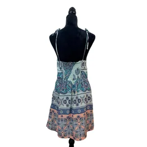 Roxy Dance to the Beat Sundress Womens S Paisley Crochet Blue Coral Pockets Boho thumbnail 4