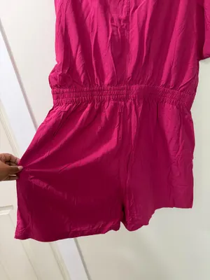 Nwt Pink Short Sleeve Button Front Romper Size XL thumbnail 8