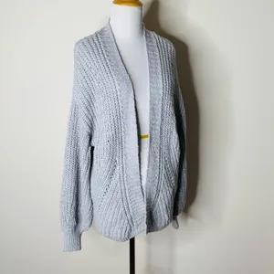 Abercrombie Gray Open Front Knit Cardigan thumbnail 2