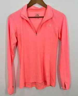 The North Face Neon Melon Pink‎ Orange Pullover Activewear Running Long Sleeve thumbnail 1