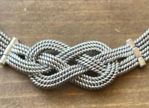 Weaved Knot Hinged Rope Chain Statement Necklace Silver thumbnail 3