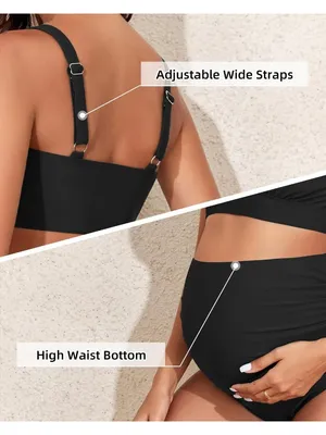 Maternity Swimsuit Bikini High Waisted Pregnancy Bathing Suit Two Piece SMALL thumbnail 4